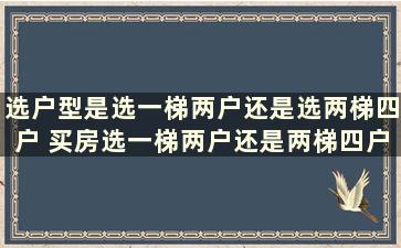 选户型是选一梯两户还是选两梯四户 买房选一梯两户还是两梯四户